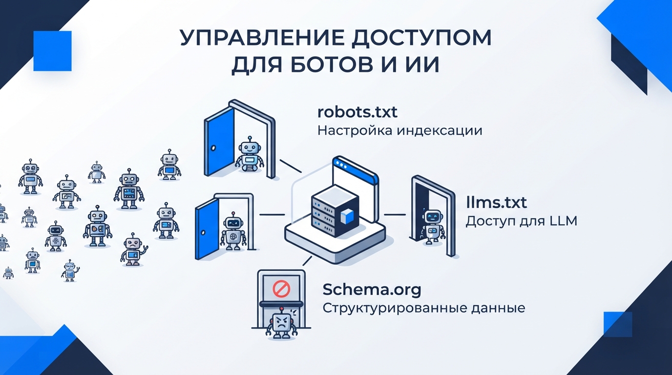 Как настроить сайт для AI-краулеров: robots.txt, llms.txt и Schema.org — пошаговая инструкция