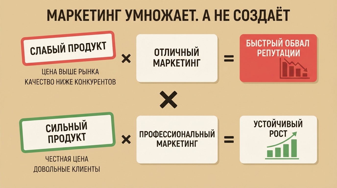 Маркетинг умножает: слабый продукт против сильного в формуле роста