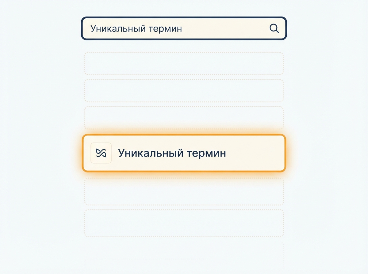 Поиск по уникальному термину: одна живая ссылка среди пустых