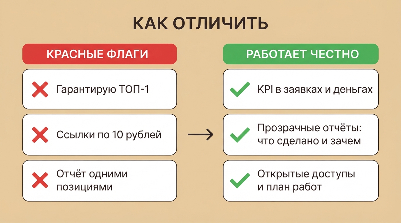Красные флаги и признаки честной работы SEO-специалиста