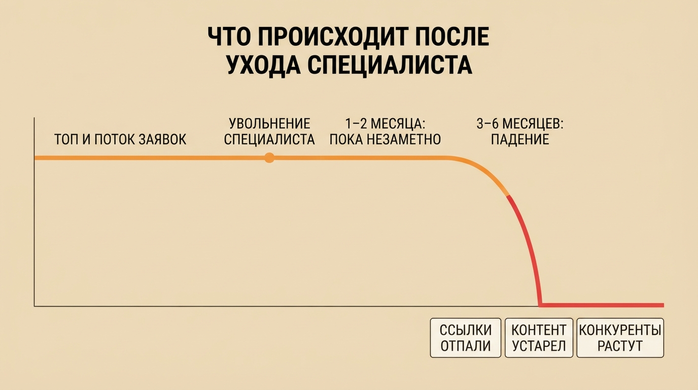 Что происходит после ухода специалиста: инерция два месяца, потом обрыв
