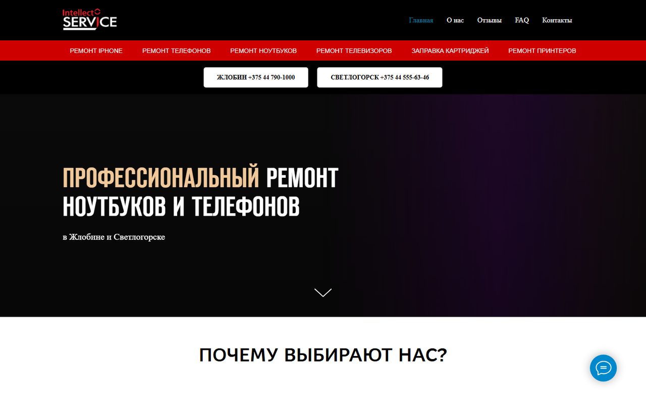 Скриншот сайта Intellect Service